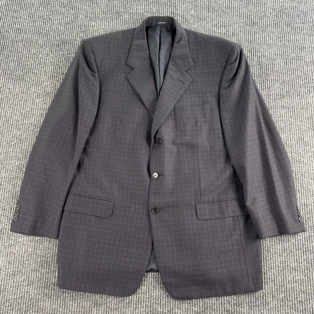 Euromoda Suit Jacket 46 R Gray Wool Birdseye Windowpane Ermenegildo Zegna Italy